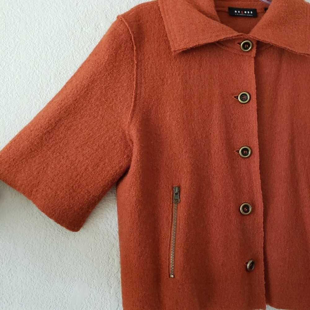 Vintage Cropped Wool Cape Coat Burnt Orange Brick… - image 2