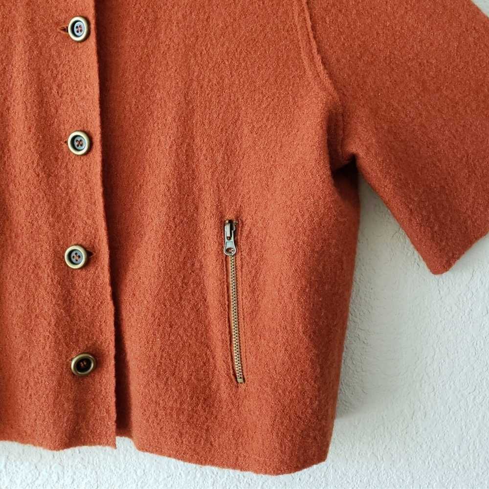 Vintage Cropped Wool Cape Coat Burnt Orange Brick… - image 6
