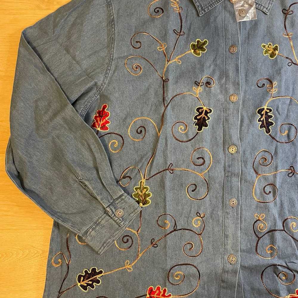 Adrian Delafield vintage embroidered denim button… - image 3