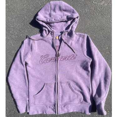 carhartt purple zip up logo hoodie