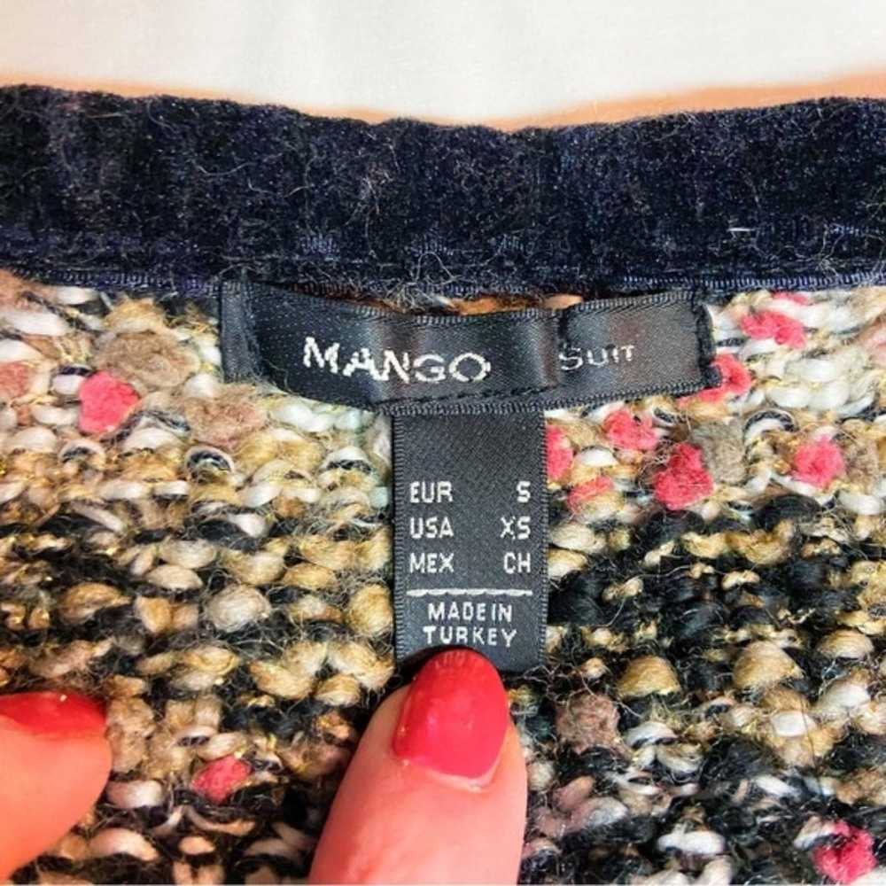 Mango Suit vintage boucle velvet edging blazer XS - image 5