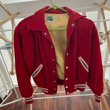 Vintage varsity Jacket Maple Brand Red Boston col… - image 1