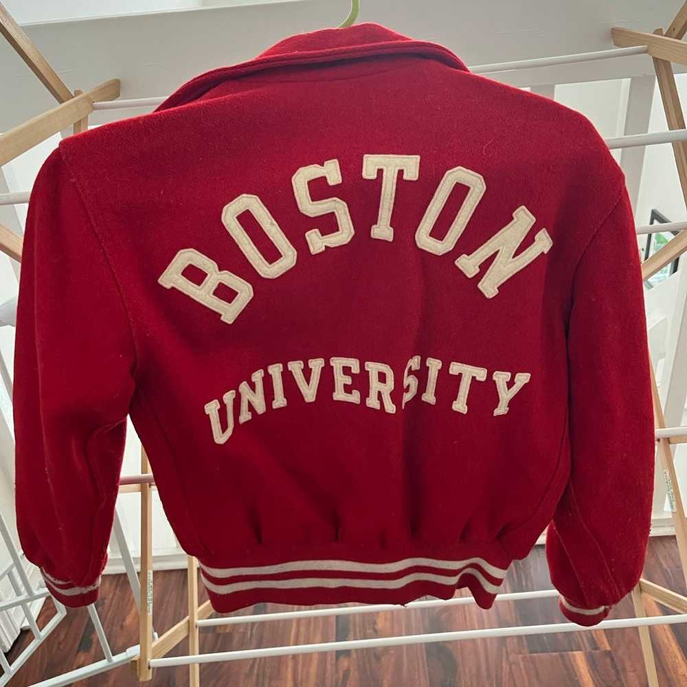 Vintage varsity Jacket Maple Brand Red Boston col… - image 2
