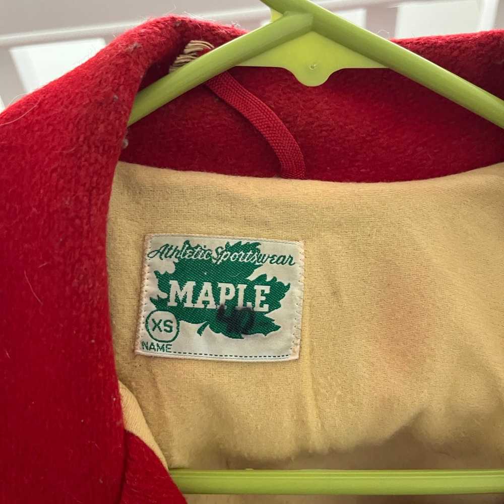 Vintage varsity Jacket Maple Brand Red Boston col… - image 3