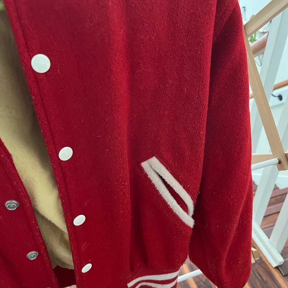 Vintage varsity Jacket Maple Brand Red Boston col… - image 4