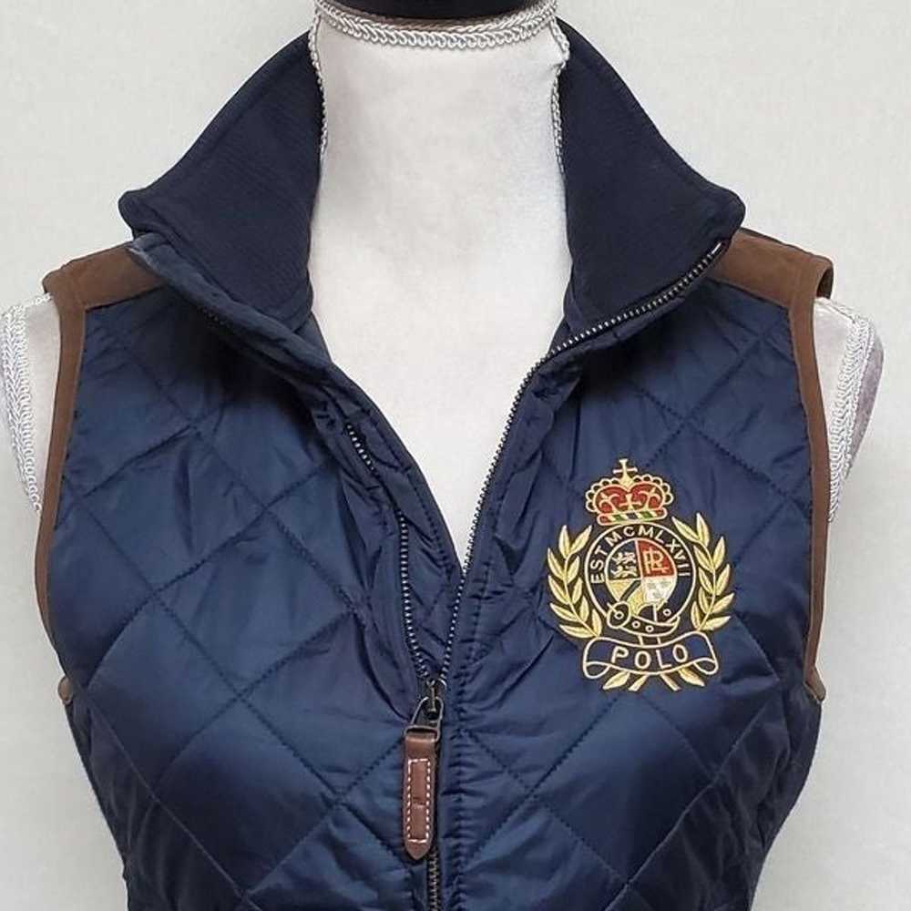 Vintage Polo Ralph Lauren Navy Blue Quilted Faux … - image 5