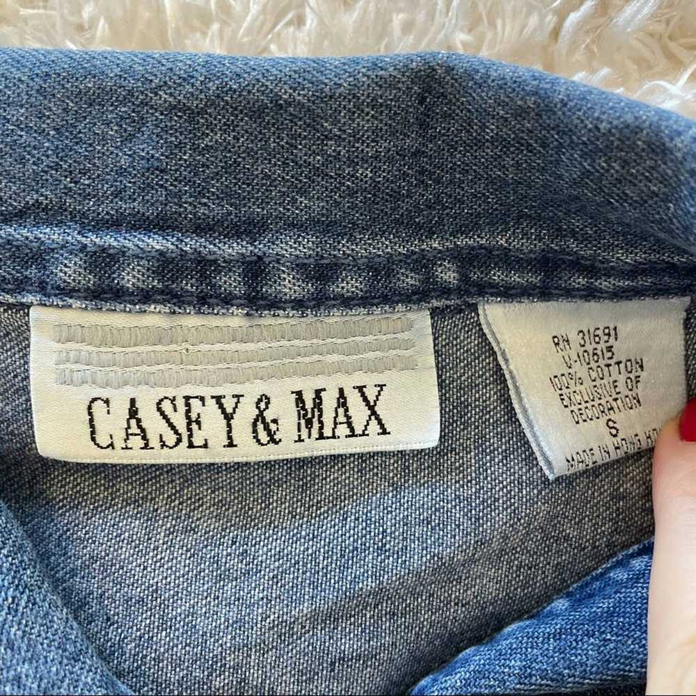 Vintage 90s Casey & Max denim jean jacket vest fl… - image 2