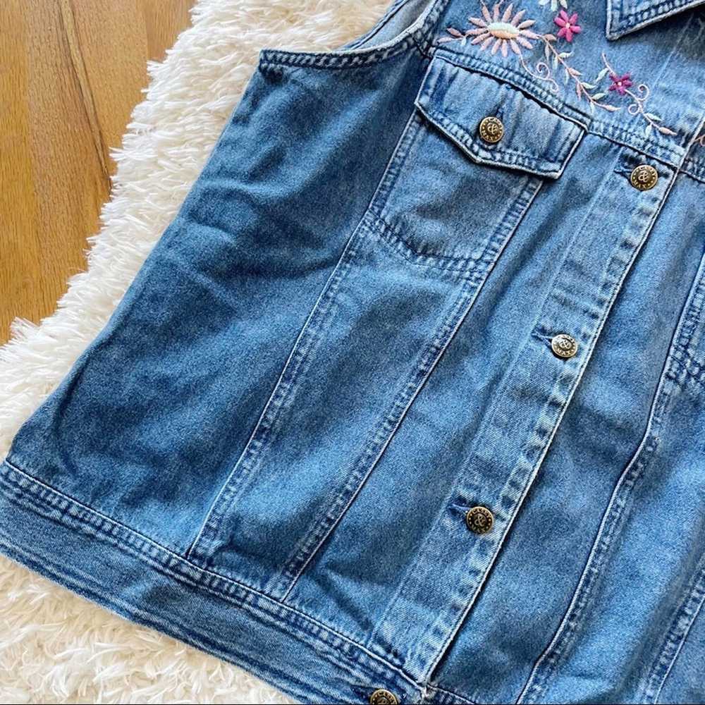 Vintage 90s Casey & Max denim jean jacket vest fl… - image 4