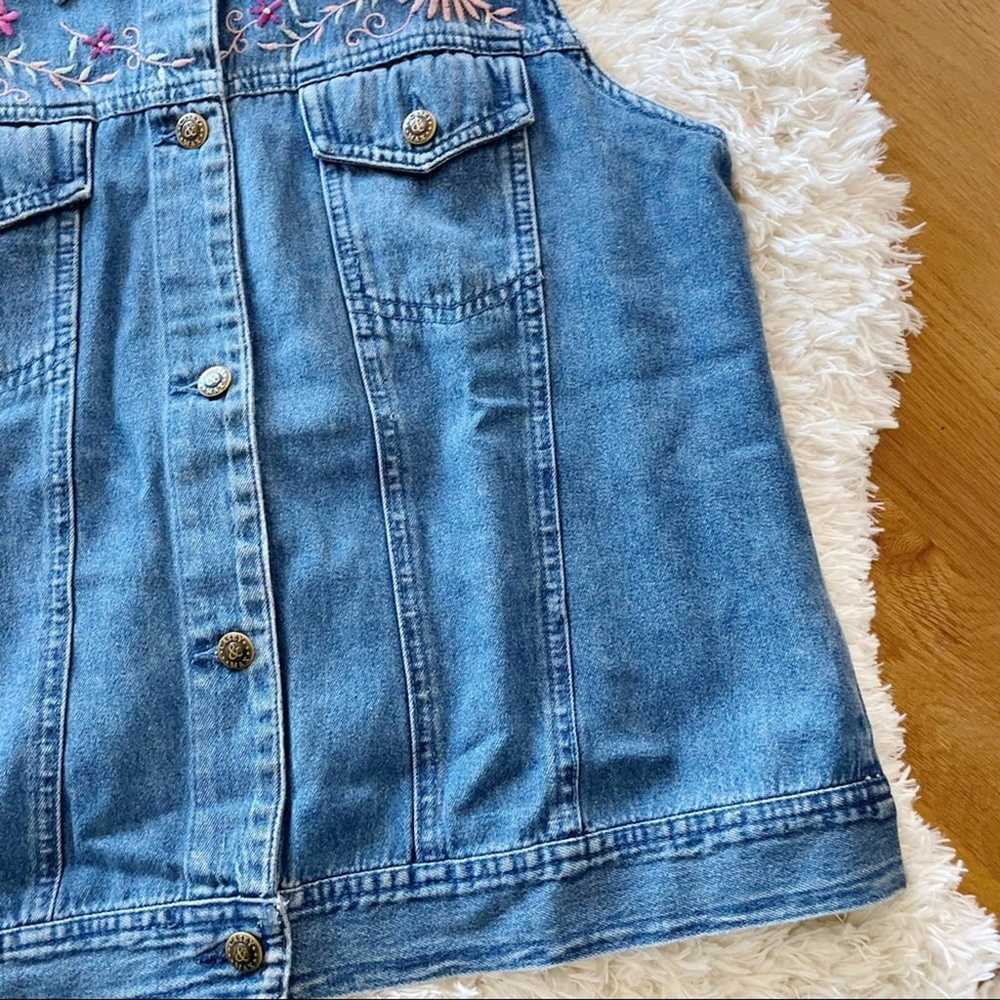 Vintage 90s Casey & Max denim jean jacket vest fl… - image 5