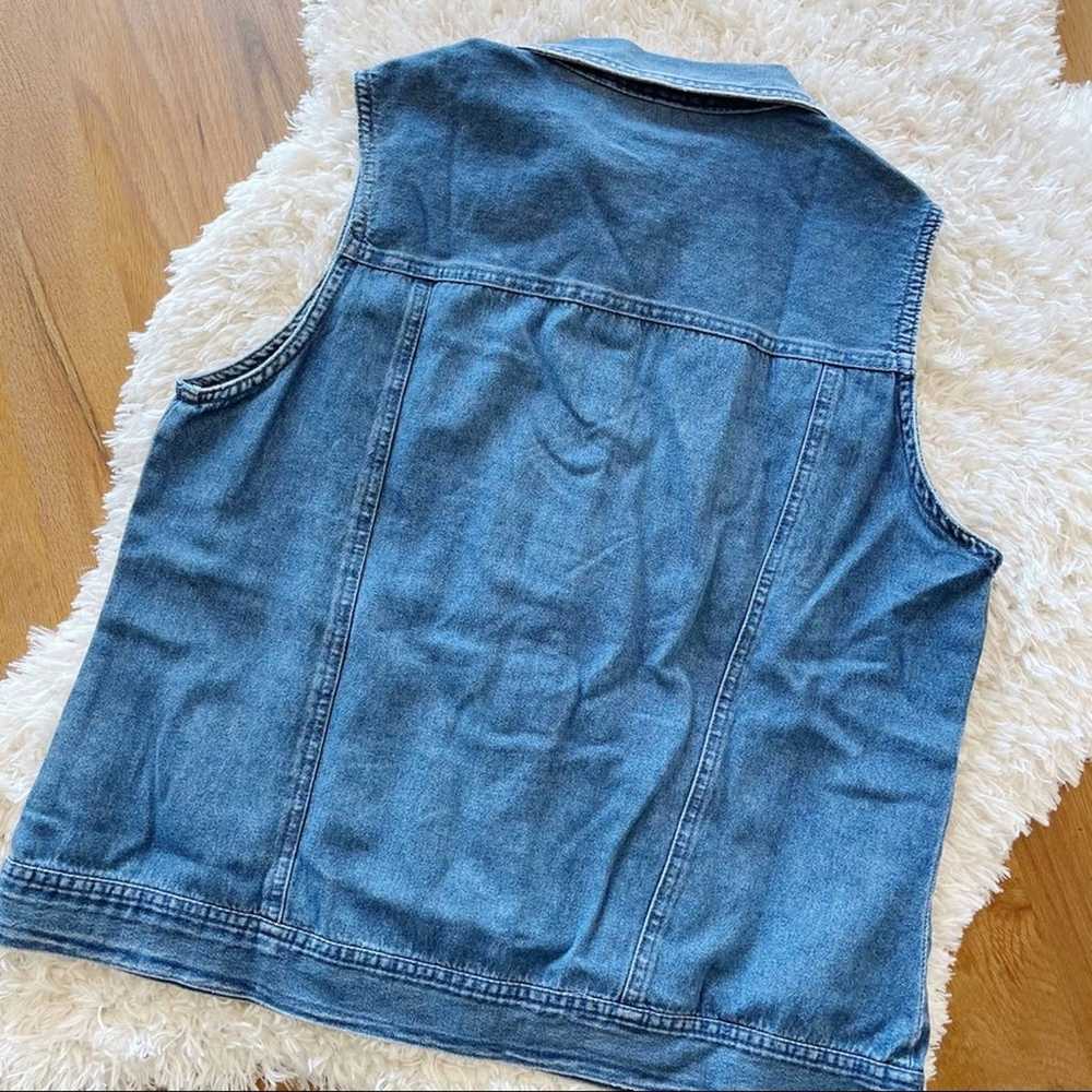 Vintage 90s Casey & Max denim jean jacket vest fl… - image 8