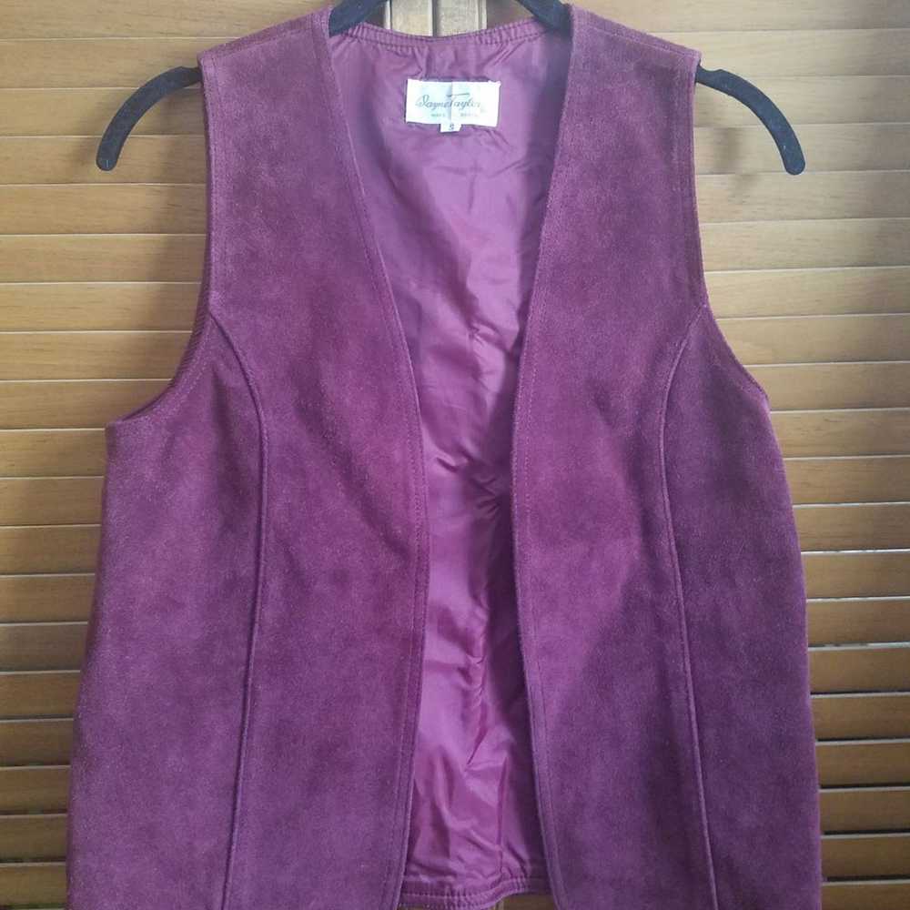 Burgundy Suede Vintage Vest - image 1