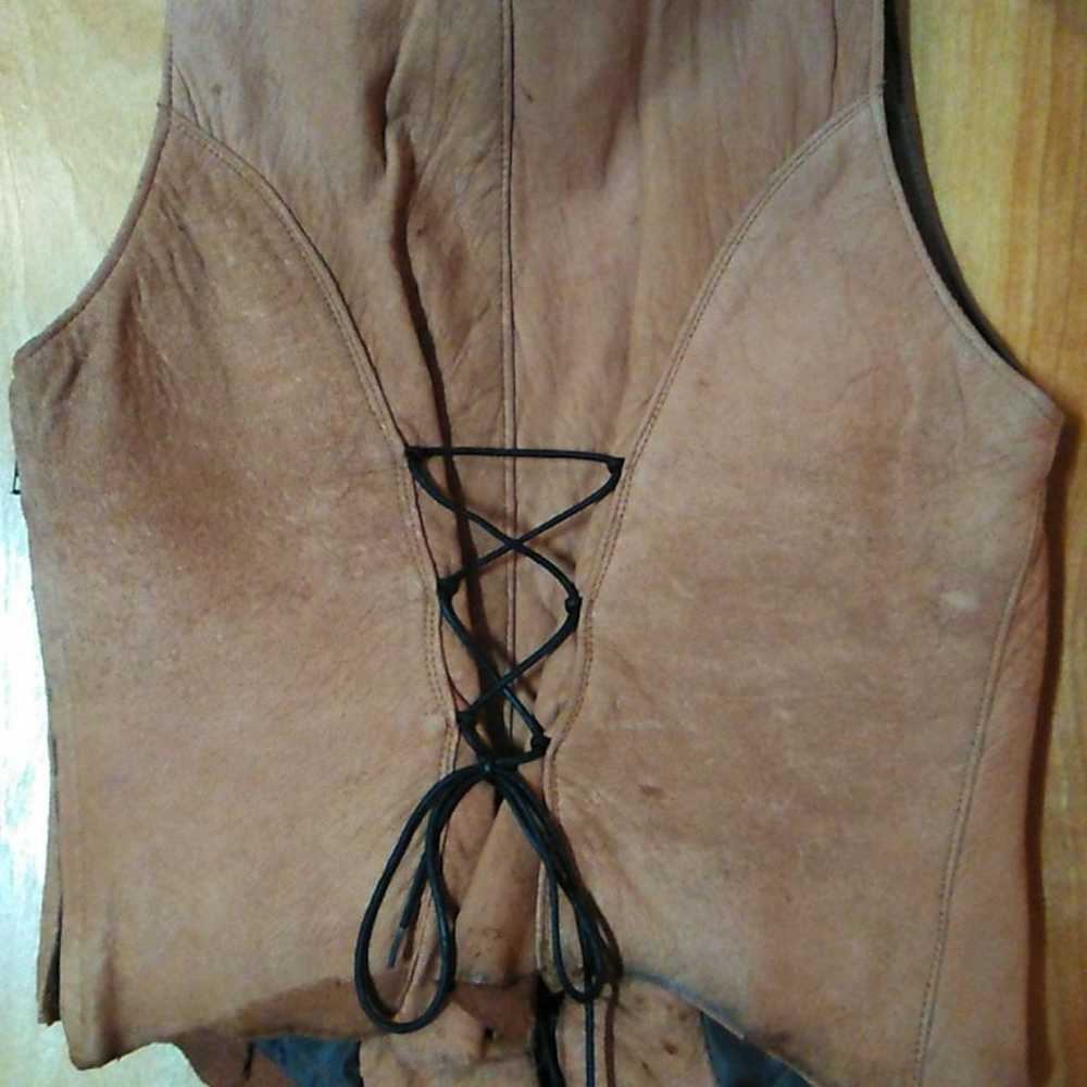 Vintage Leather Mexican Vest - image 3