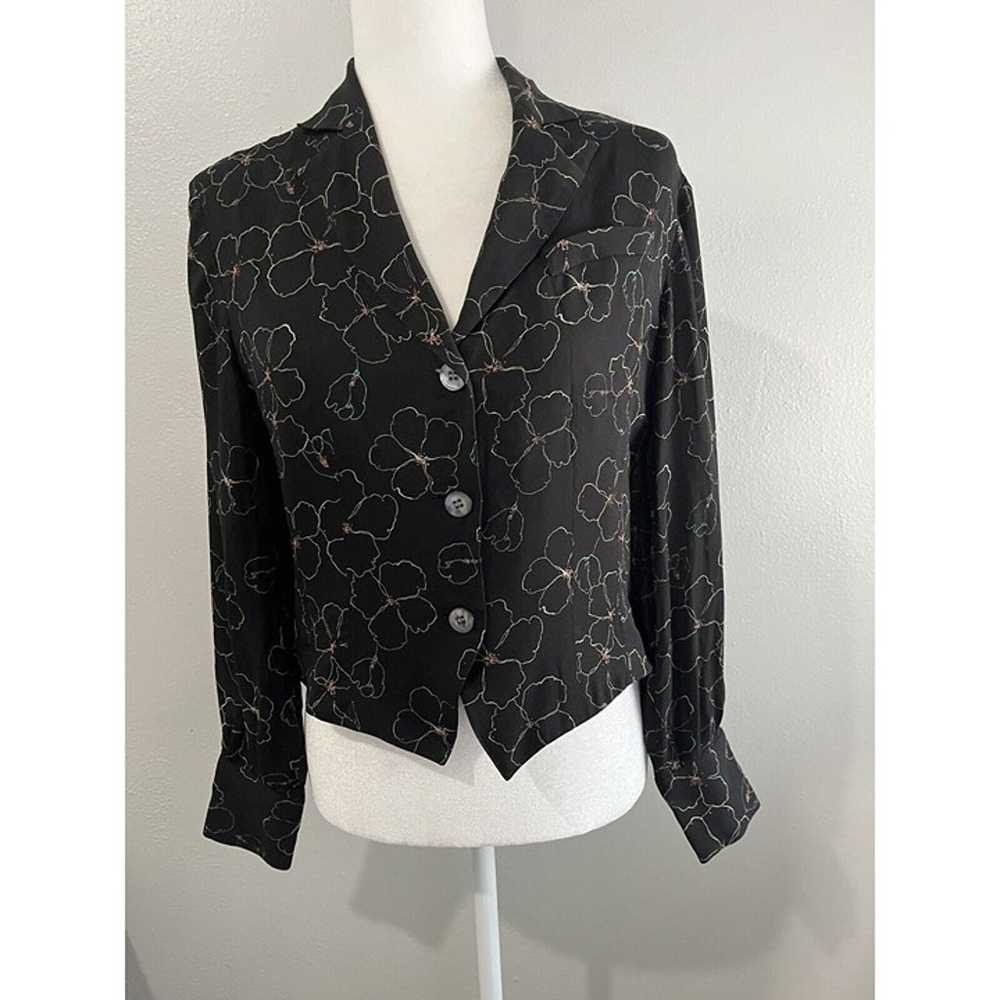 Valerie Stevens silk button blouse floral pattern… - image 1