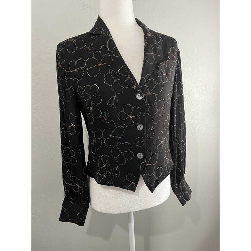 Valerie Stevens silk button blouse floral pattern… - image 2