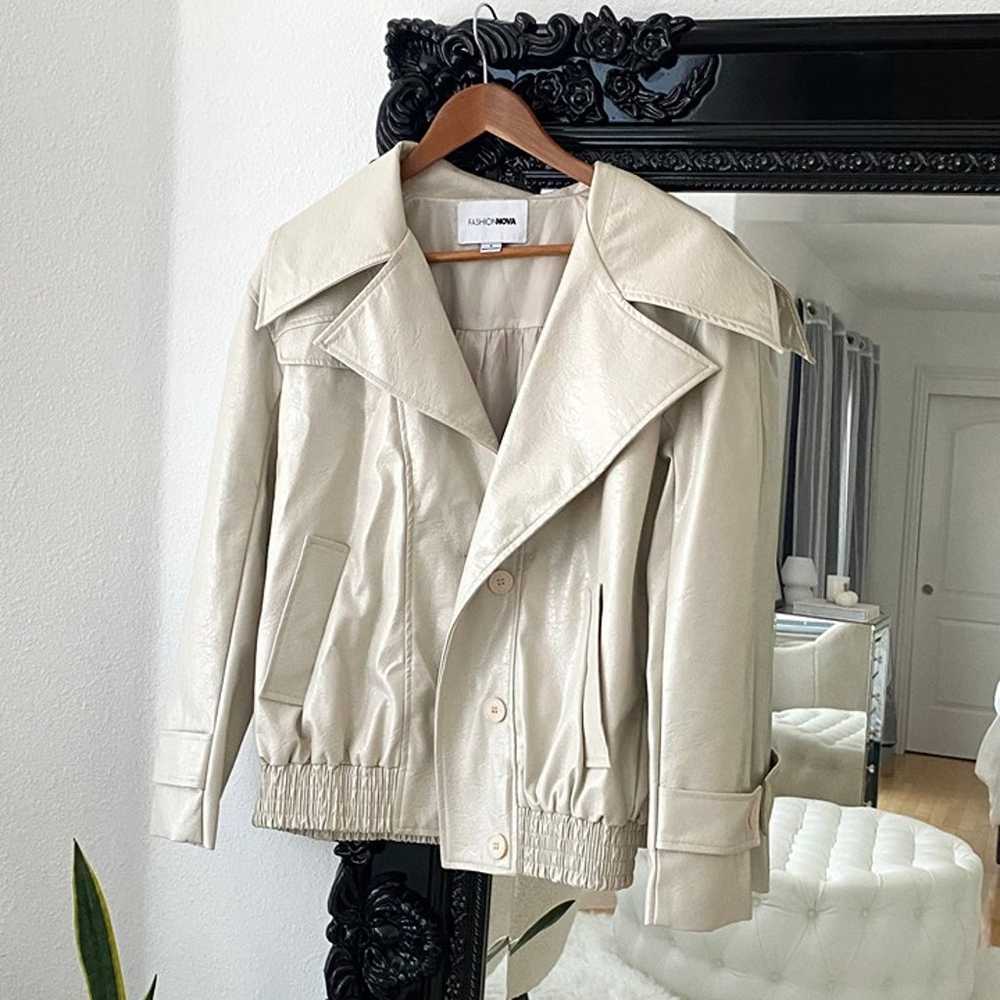 Fashion Nova | Women's Faux Leather Beige Coat Sa… - image 1