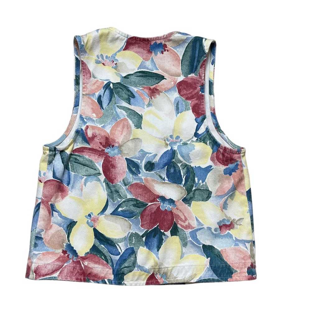 Vintage 80s 90s floral vest. Denim cotton.  Size … - image 6