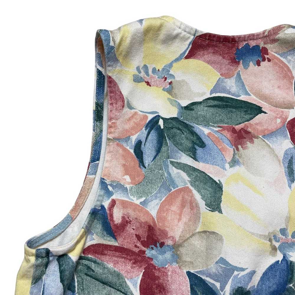 Vintage 80s 90s floral vest. Denim cotton.  Size … - image 9
