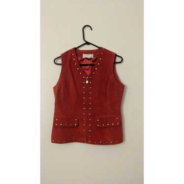 Lisa International 100 Percent Suede Red Vest with