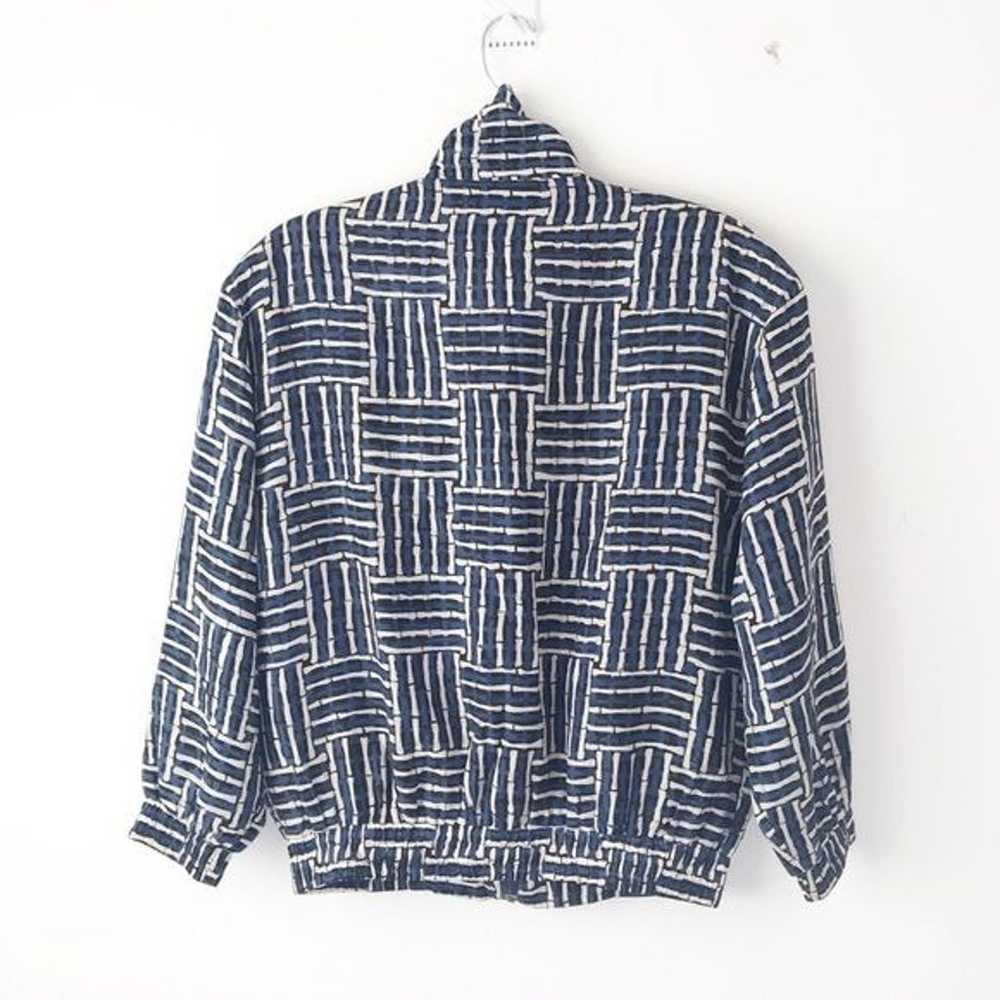 Vintage FUDA INTERNATIONAL 100% Silk Jacket Blue/… - image 3