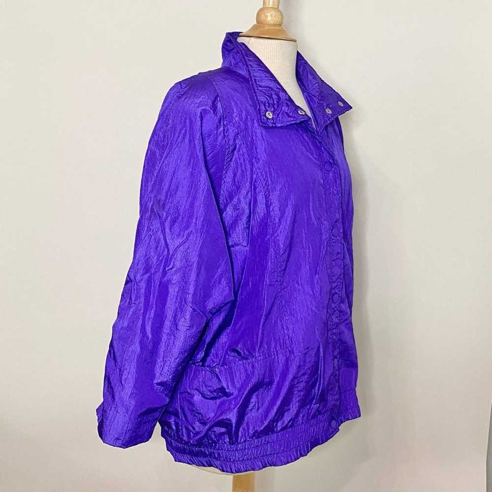 Vintage 90s bright purple windbreaker jacket S - image 7
