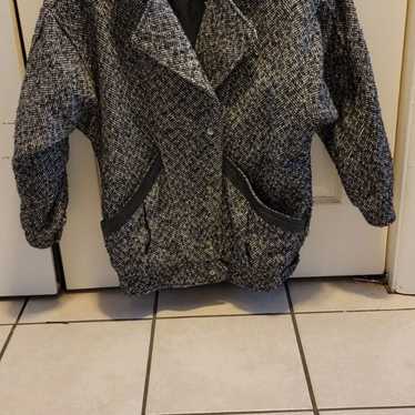 Anne-Gee Heavy Tweed Coat with Genuine Leather Acc