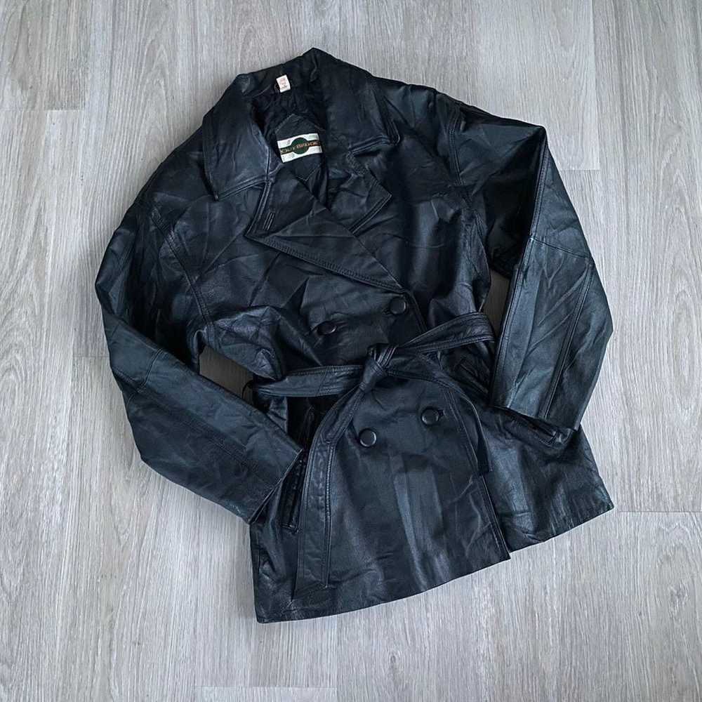 Vintage belted leather jacket - image 1