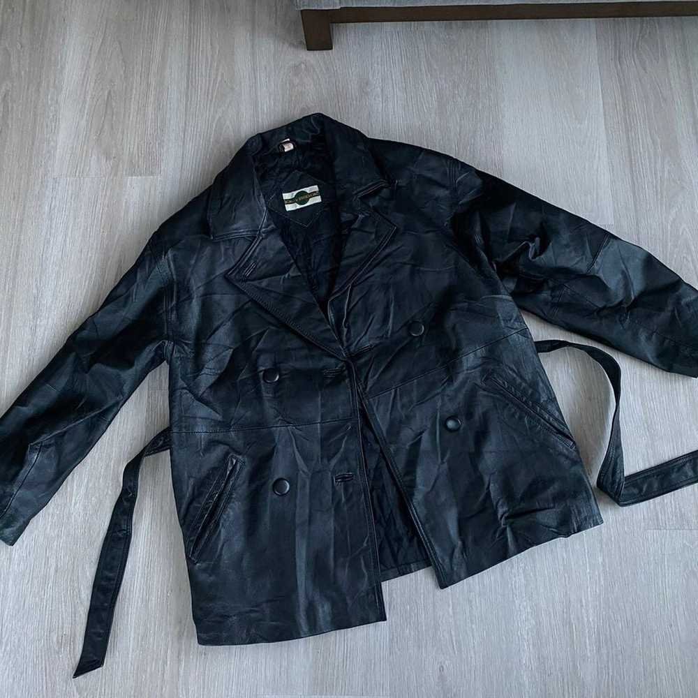 Vintage belted leather jacket - image 2