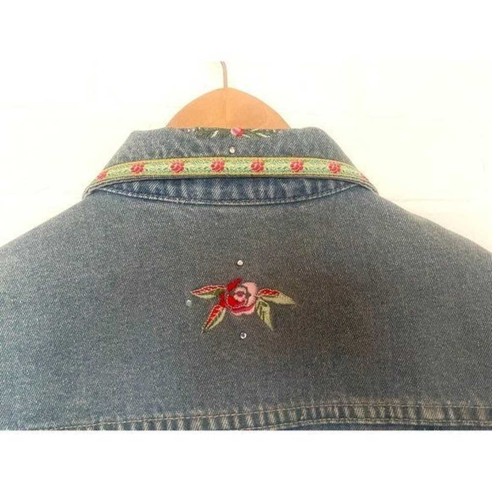 Vintage BILL BLASS Denim Jean Jacket Floral Embro… - image 10