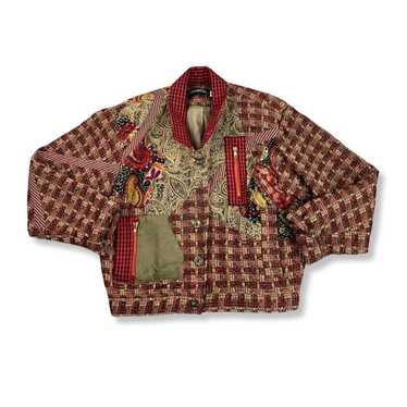Vintage 90s Tweed Patchwork Blazer Jacket