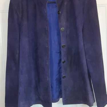 Rare Vintage Purple Real Leather Jacket and Flowe… - image 1