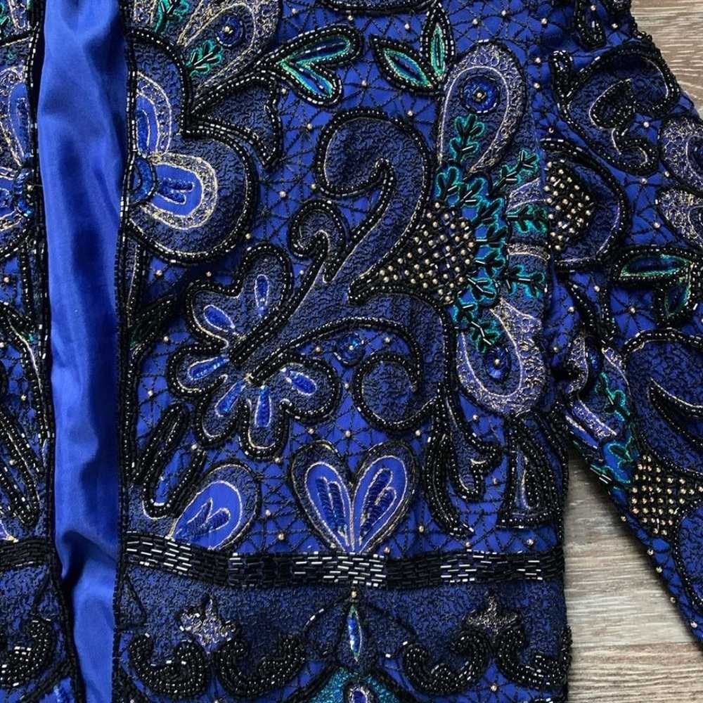 Niteline Della Roufogali Vintage Blue Black Silk … - image 7
