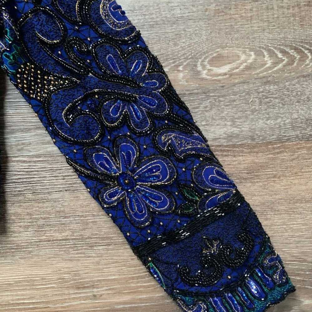Niteline Della Roufogali Vintage Blue Black Silk … - image 8