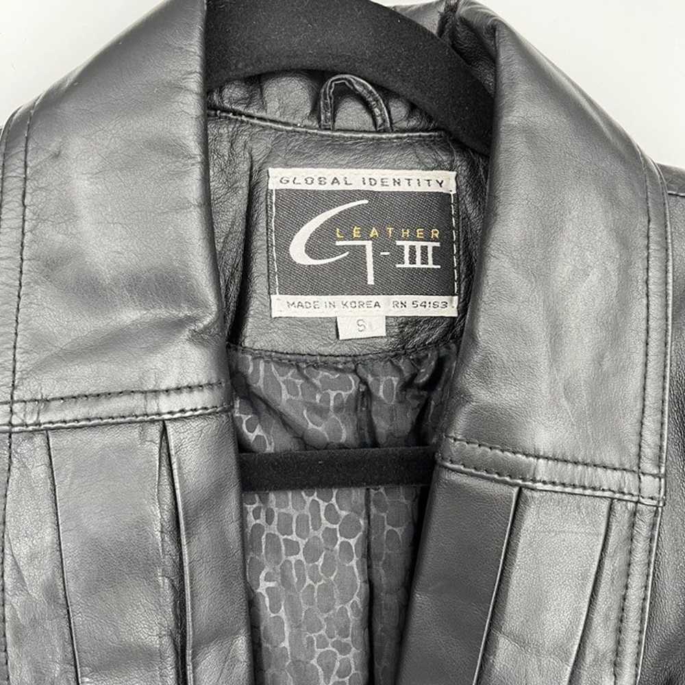 G III Womens Leather Blazer Jacket Size S Black T… - image 12