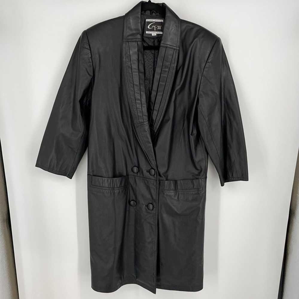 G III Womens Leather Blazer Jacket Size S Black T… - image 1