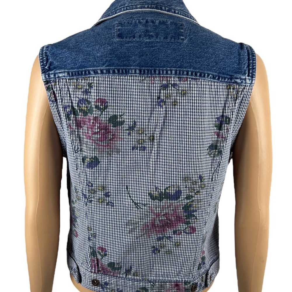 Guess Womens Small Denim Vest Floral Vintage Made… - image 4