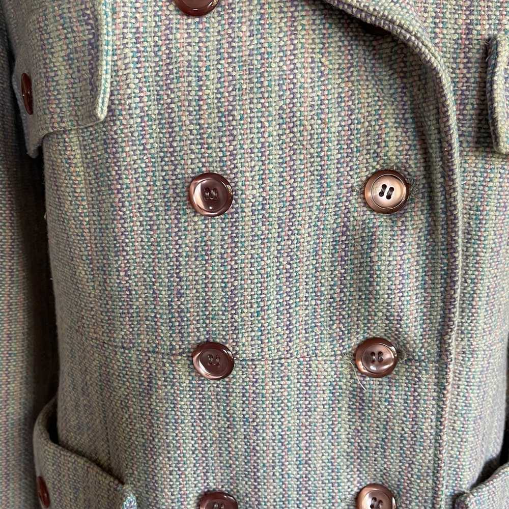 Vintage 1970s pastel blue pink classic wool coat - image 6