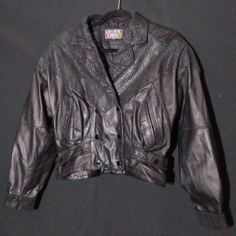 Vintage Paris Sport Club Leather Jacket with Snak… - image 1