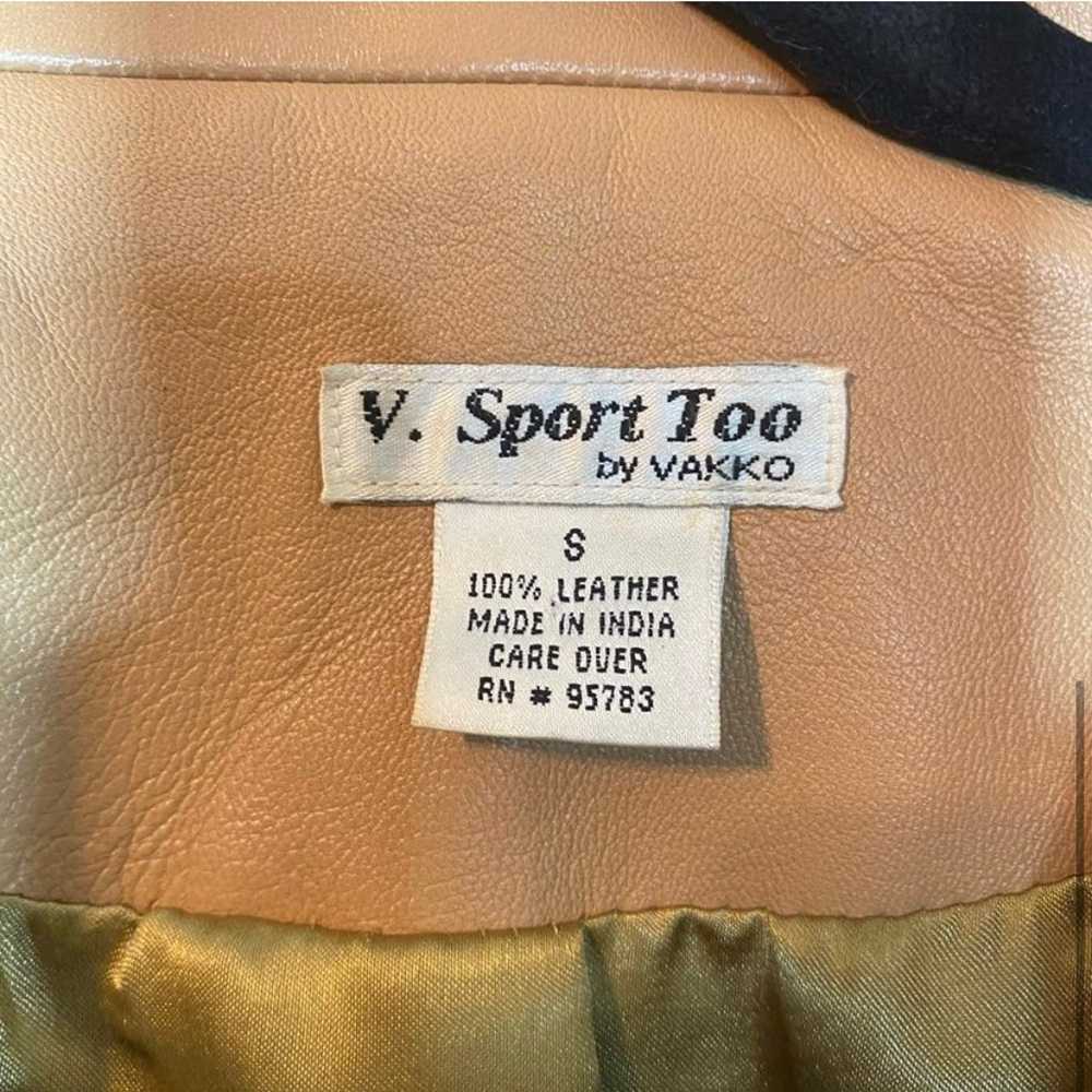 Vintage Vakko V. Sport Too Genuine Leather Beige … - image 5