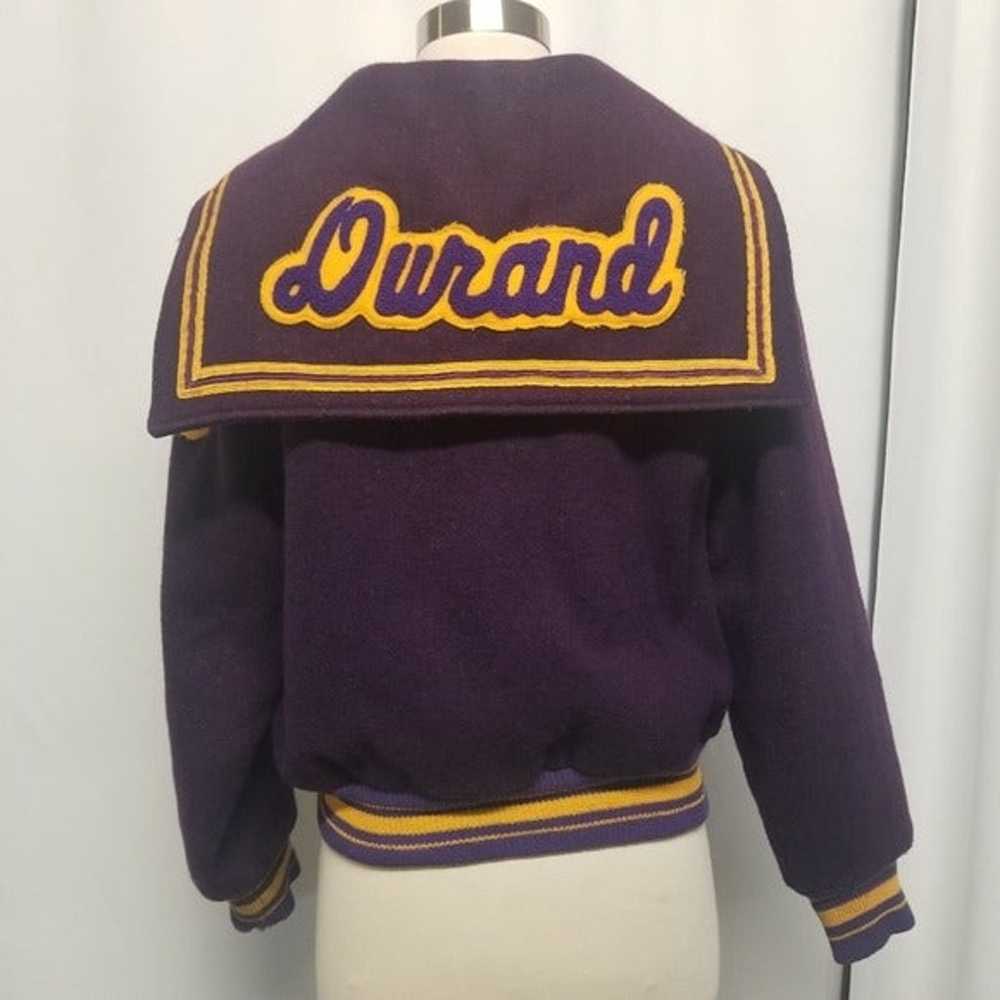 Vintage 80s Letterman Varsity Jacket Purple Yello… - image 3