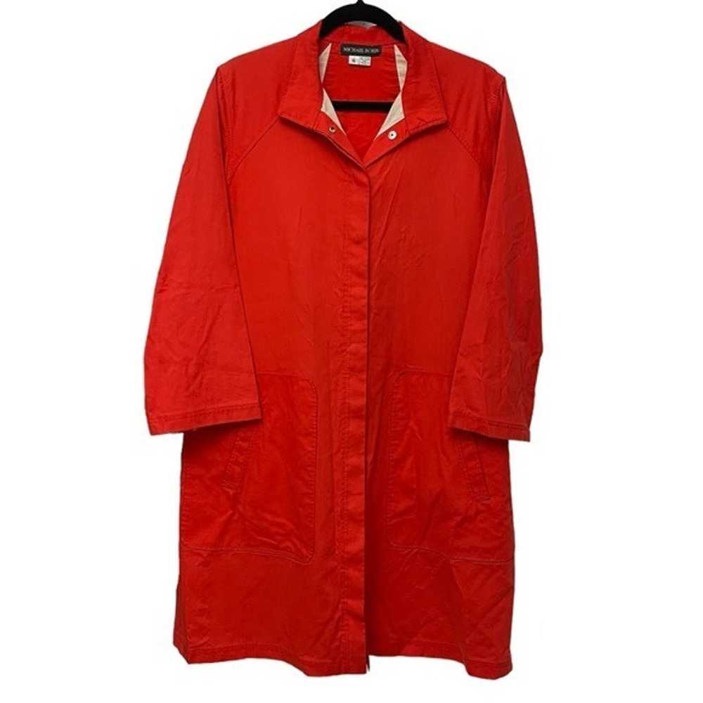 Vintage Michael Boris Red Long Sleeve Trench Coat… - image 1