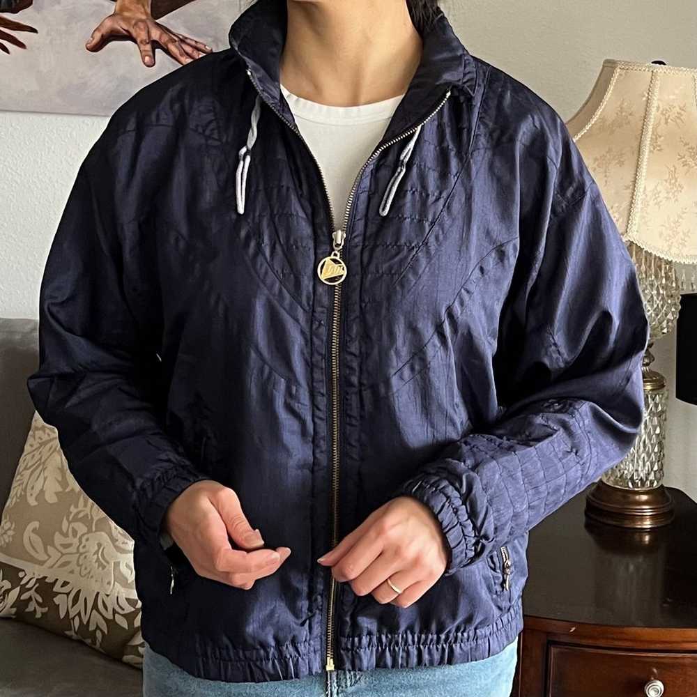 TAIL Vintage navy blue windbreaker track jacket 8… - image 1