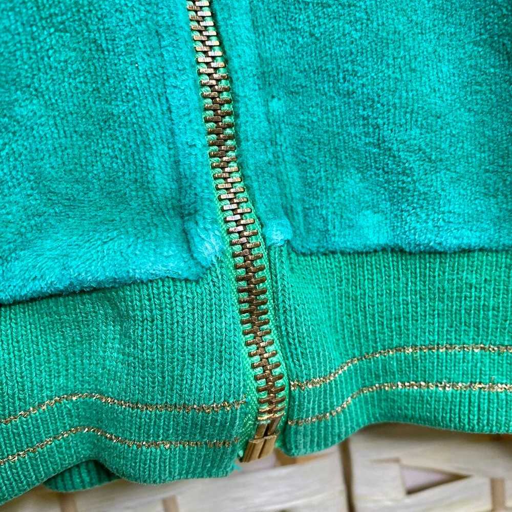 Vintage 90s Womens Green Velour Zip Up Jacket Wit… - image 8