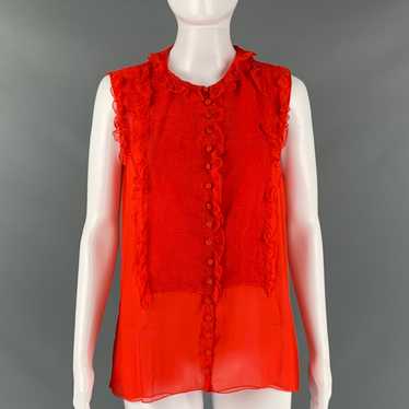 Chloe Red Silk Ruffled Sleeveless Dress Top - image 1