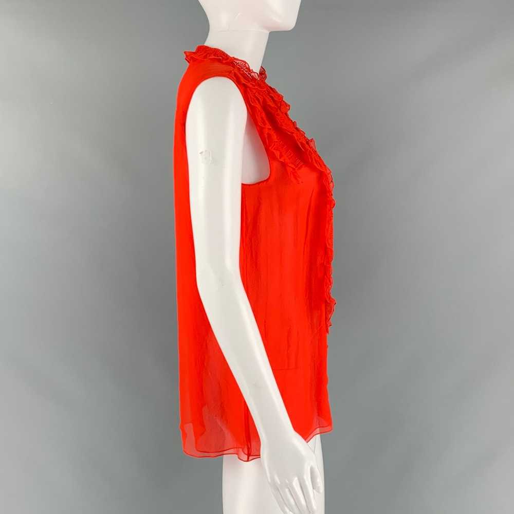 Chloe Red Silk Ruffled Sleeveless Dress Top - image 2