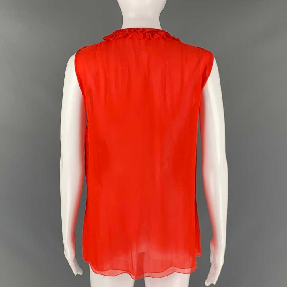 Chloe Red Silk Ruffled Sleeveless Dress Top - image 3