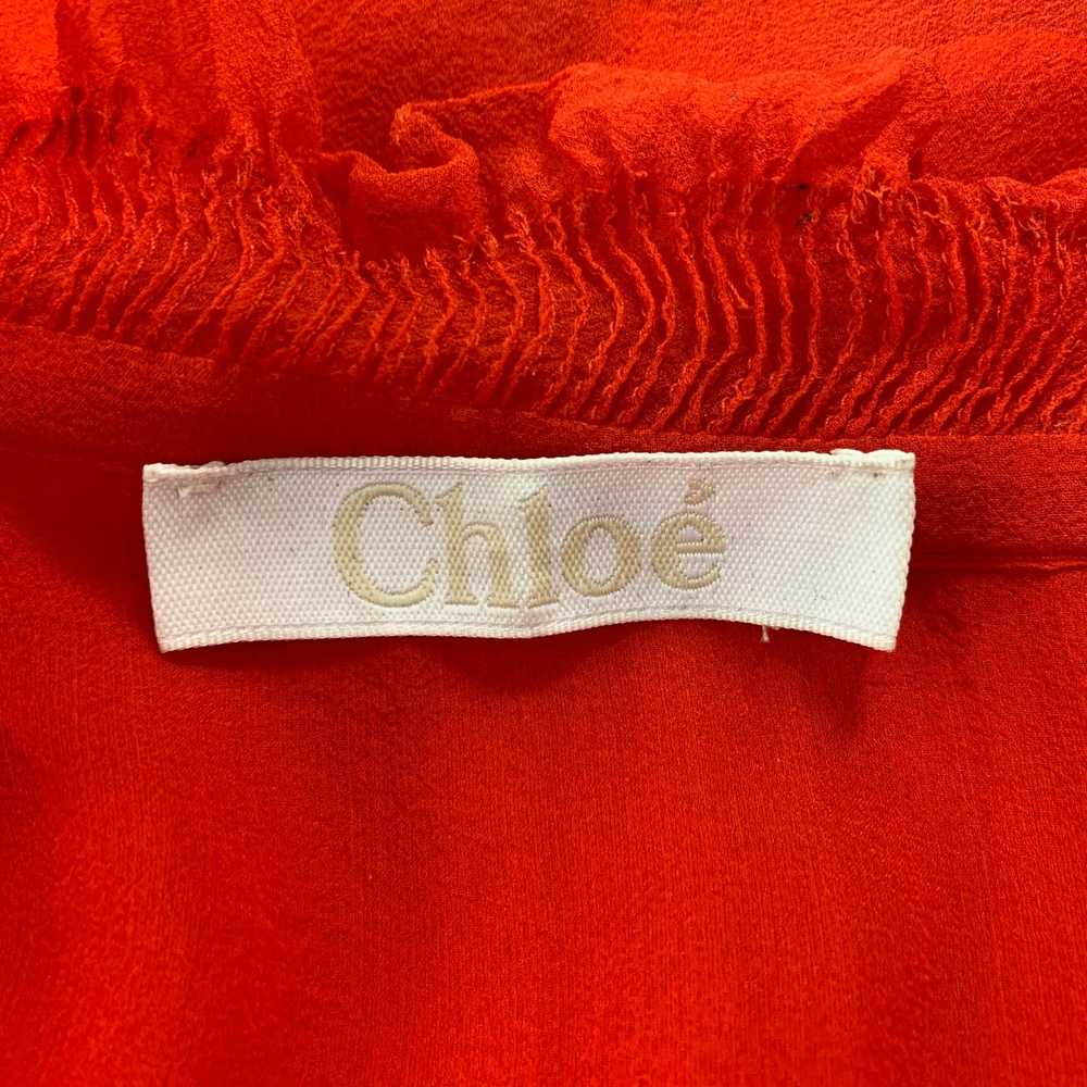 Chloe Red Silk Ruffled Sleeveless Dress Top - image 4