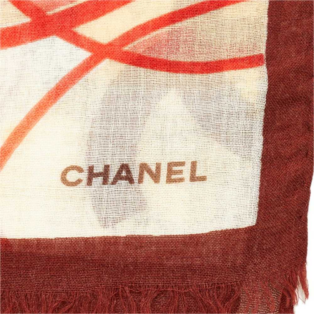 Chanel Cocomark Stole Brown White Silk Wool Cashm… - image 3