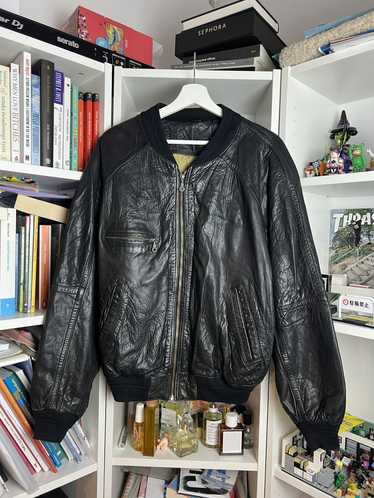 Oversized Leather Bomber Jacket, 90s Leather Bomber Jacket, Y2K