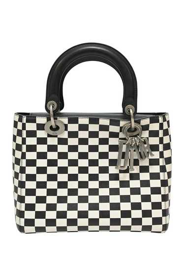 Dior CHRISTIAN DIOR Black two-tone leather check L