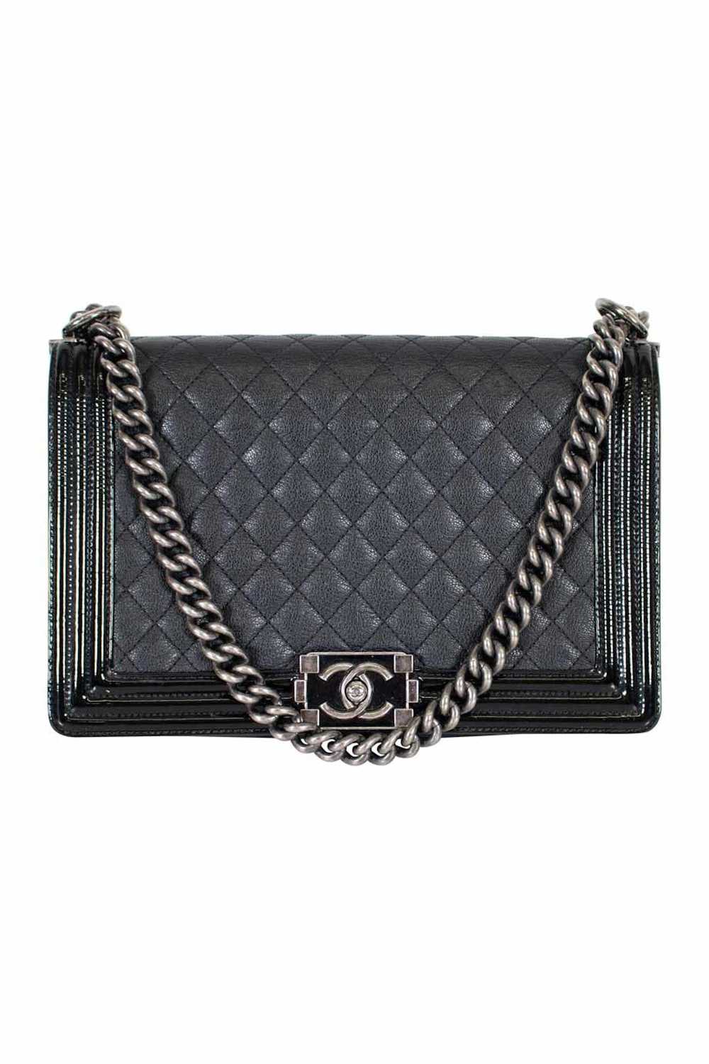 Chanel CHANEL Black grained calfskin quilted 'Boy… - image 1